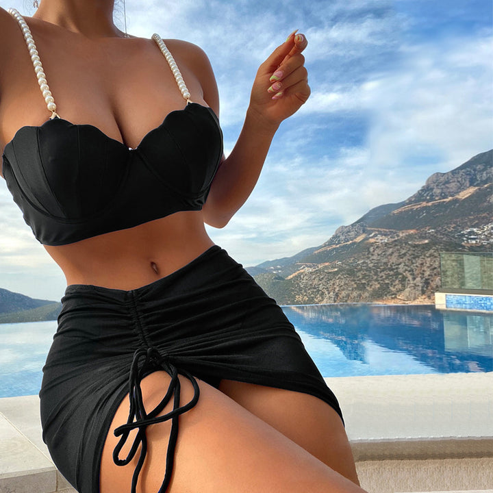 Women's bandeau bikini with elegant pearl straps Mune Fashion