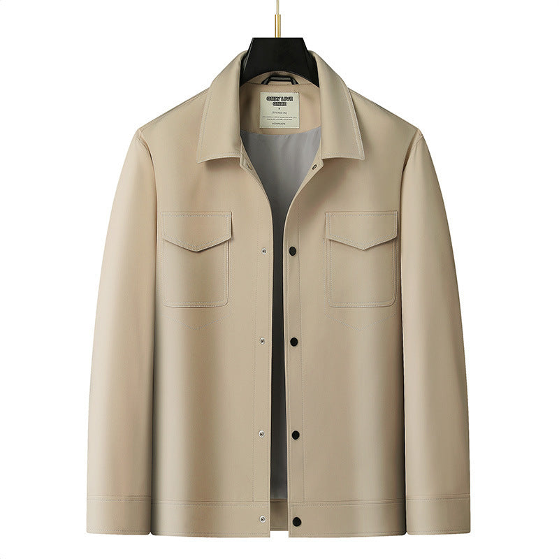 Men's shirt jacket in leather look with applied chest pockets and snap button placket Mune Fashion