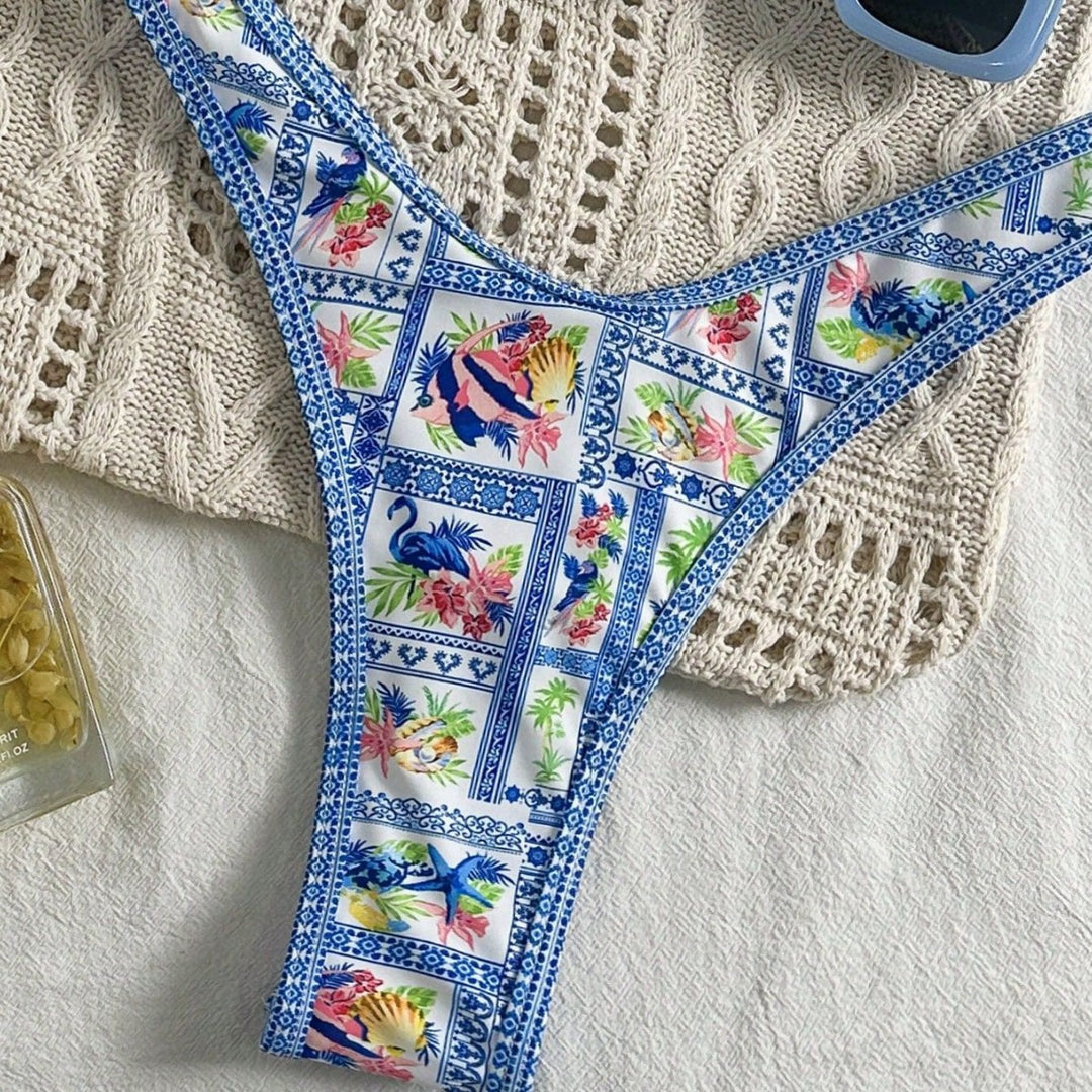 Women's triangle bikini with floral design and adjustable straps Mune Fashion