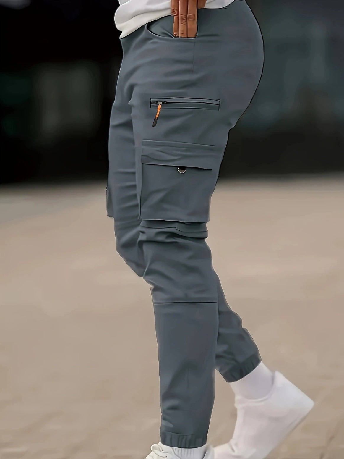 Men's Tapered Cargo Jogging Pants with Zipper and Flap Pockets Mune Fashion