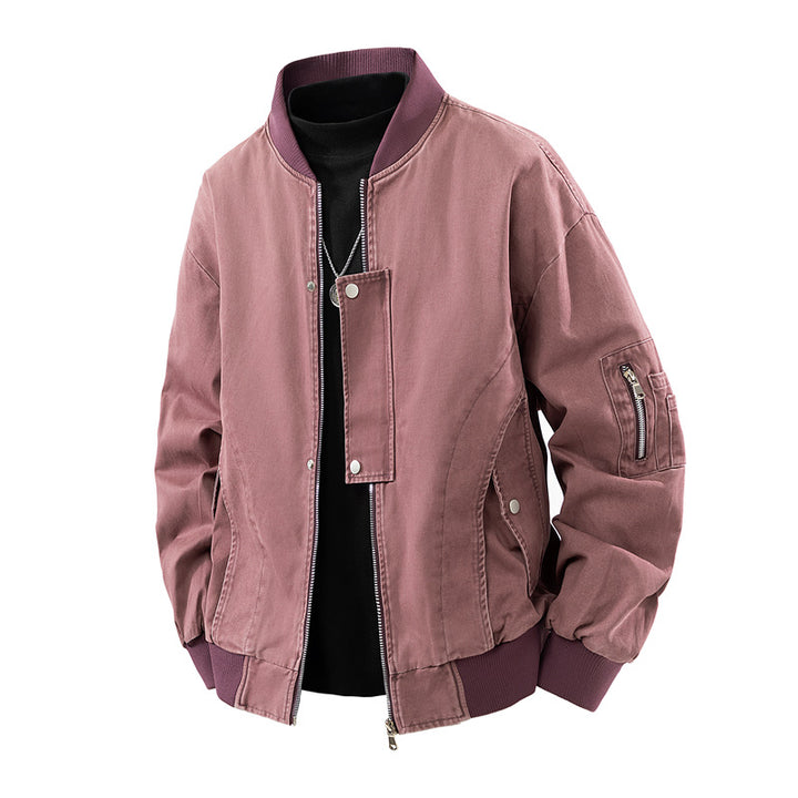 Men's Boxy Bomber Jacket in Utility Look with Sleeve Zipper & Ribbed Cuffs Mune Fashion