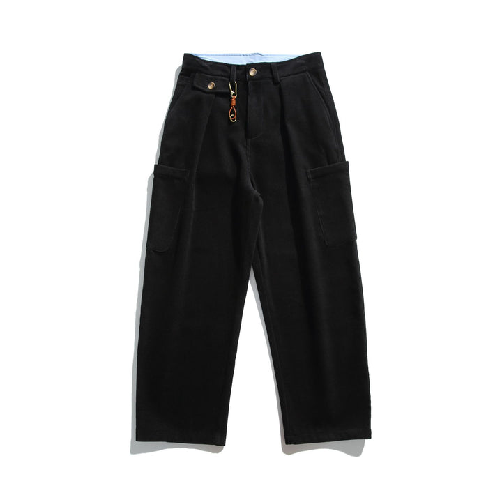 Men's Corduroy Cargo Pants with High Waist, Wide Leg and Flap Pockets Mune Fashion