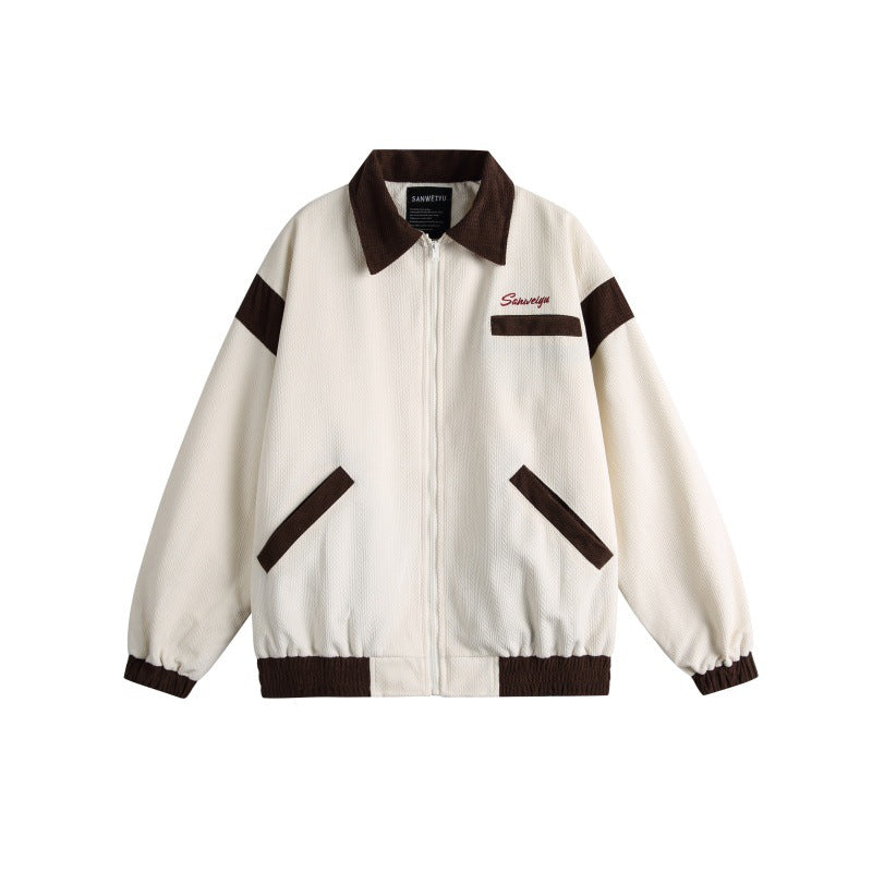 Unisex Harrington Blouson Jacket with Textured Fabric and Contrast Trim Mune Fashion