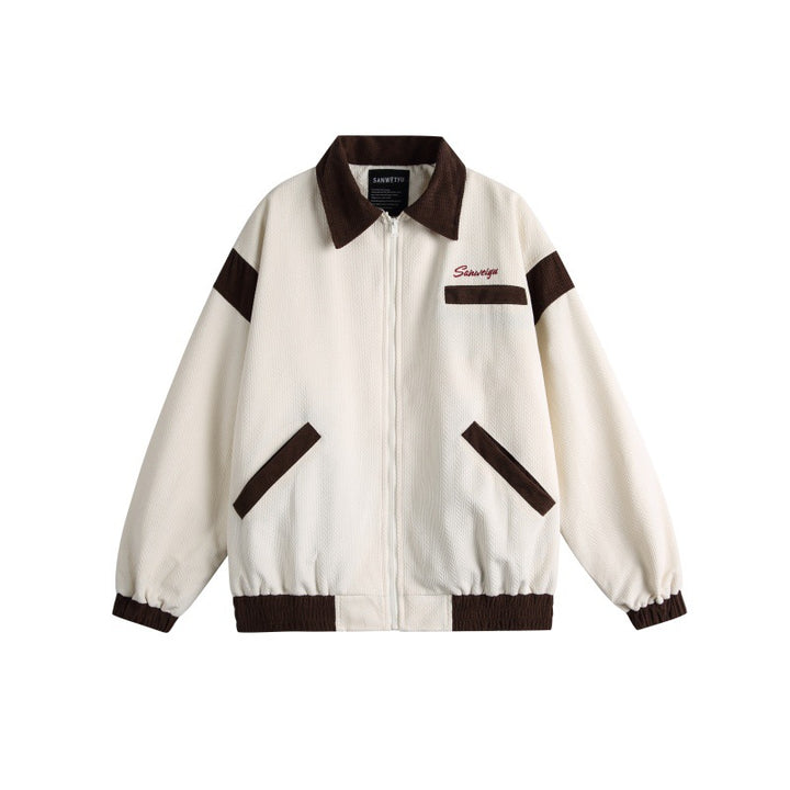 Unisex Harrington Blouson Jacket with Textured Fabric and Contrast Trim Mune Fashion