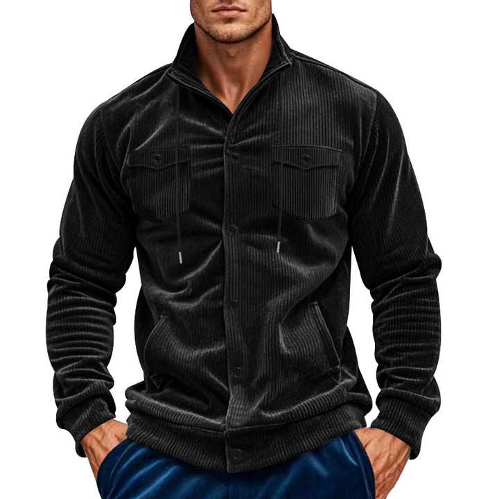 Men's corduroy overshirt jacket with kent collar, snap button closure and patch chest pockets Mune Fashion