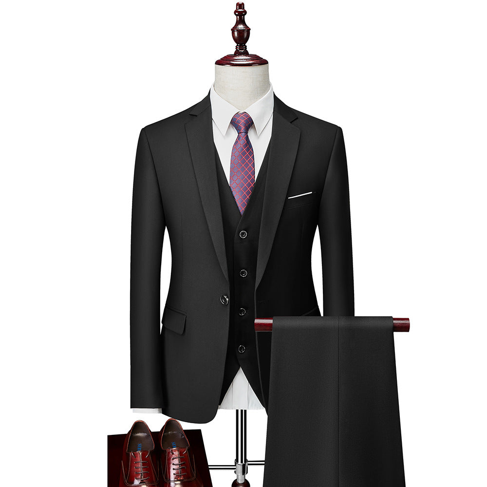 Men's Three-Piece Slim-Fit Business Suit with Vest and Slim Silhouette Mune Fashion