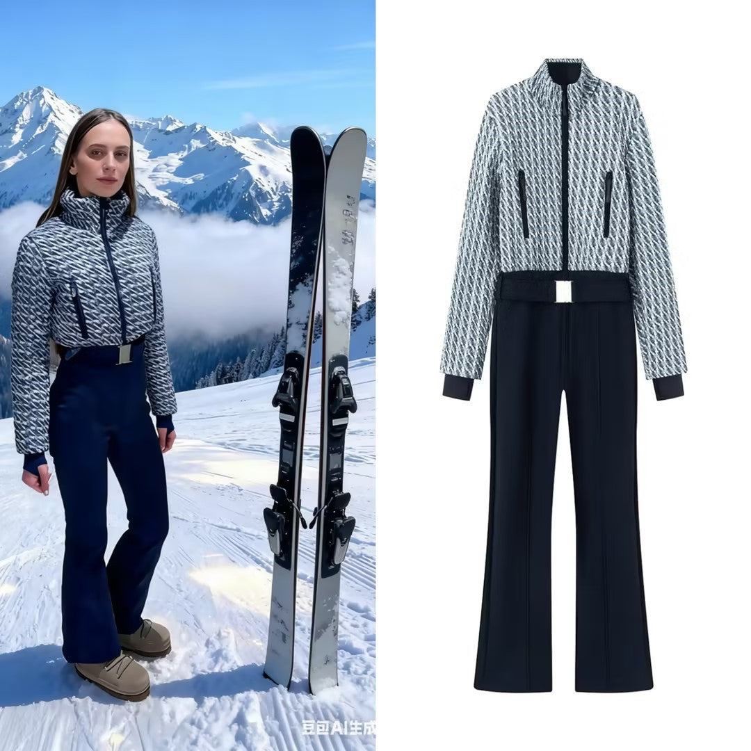 Ladies two-piece set consisting of structured short jacket and high-cut flared trousers Mune Fashion