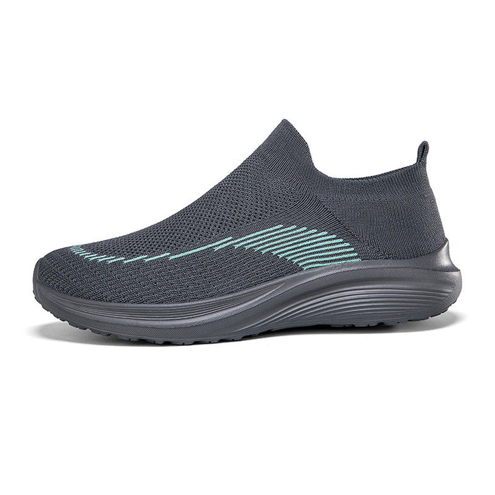 Unisex nan elastic slip-on leisure shoe with sock-like entry, contoured wave cushioning sole and non-slip profile sole Mune Fashion