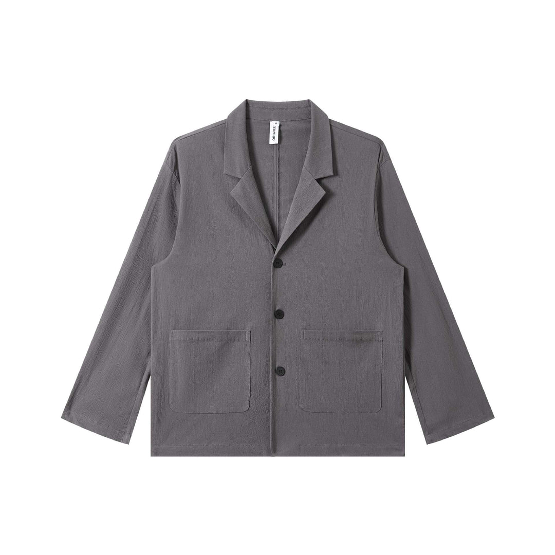 Men's Lightweight Structured Overshirt with Lapel Collar, Button Placket and Patch Pockets Mune Fashion