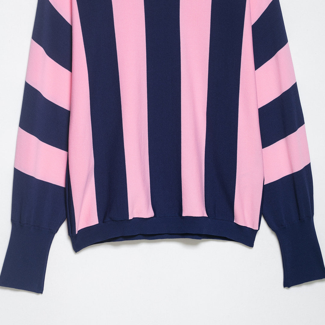 Women’s oversized knit pullover with wide block stripes and dropped shoulder Mune Fashion