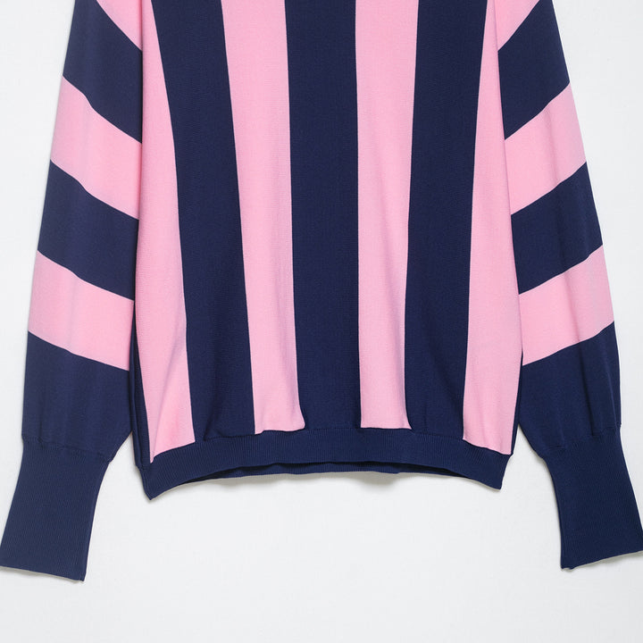 Women’s oversized knit pullover with wide block stripes and dropped shoulder Mune Fashion