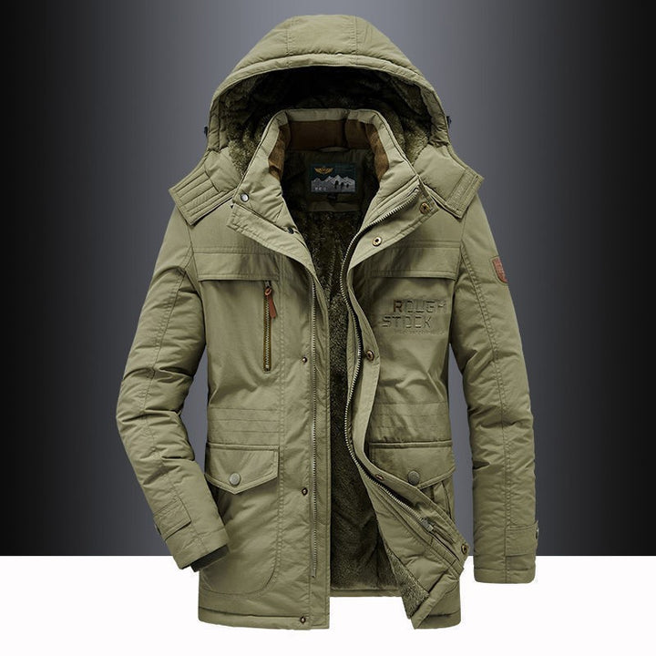 Men's insulated hooded parka with Sherpa lining, windproof front and multifunctional pockets Mune Fashion