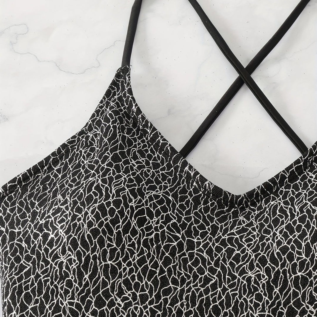 Women's One-Piece Swimsuit with Sophisticated Cross-Strap Design Mune Fashion