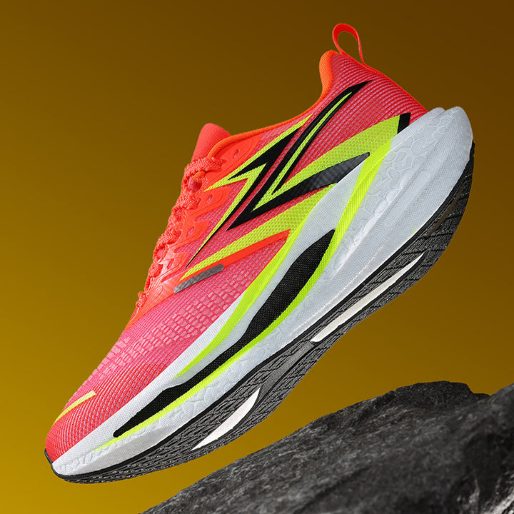 Unisex dynamic road running shoes with curved rocker midsole, reactive EVA cushioning and breathable knitted upper material Mune Fashion