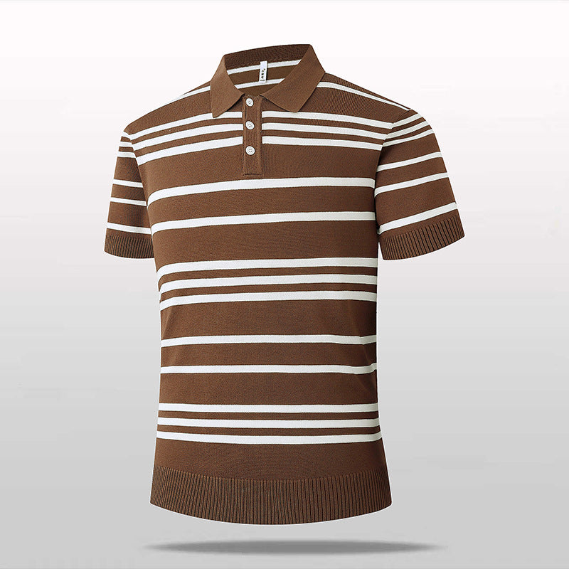 Men's Stylish Short-Sleeve Polo Shirt with Stripes Mune Fashion