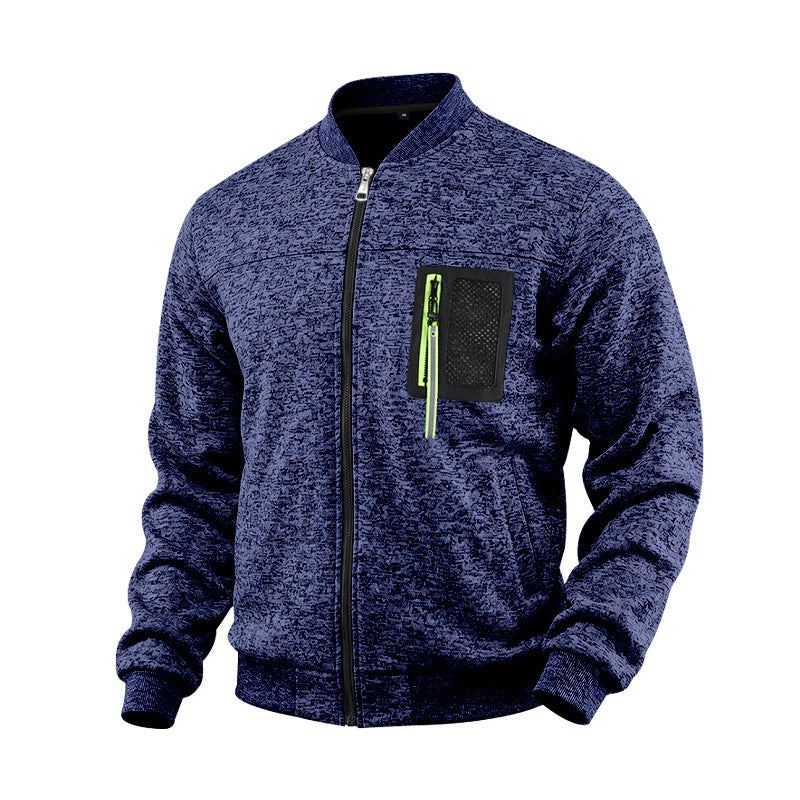 Men's mottled bomber jacket with zipper chest pocket and ribbed cuffs Mune Fashion
