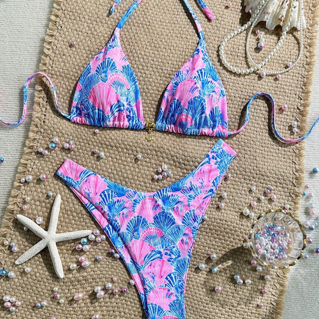 Women Triangle Bikini with Floral Patterns Mune Fashion