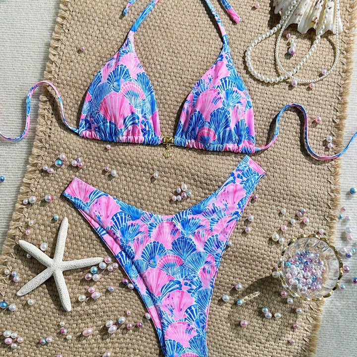Women Triangle Bikini with Floral Patterns Mune Fashion
