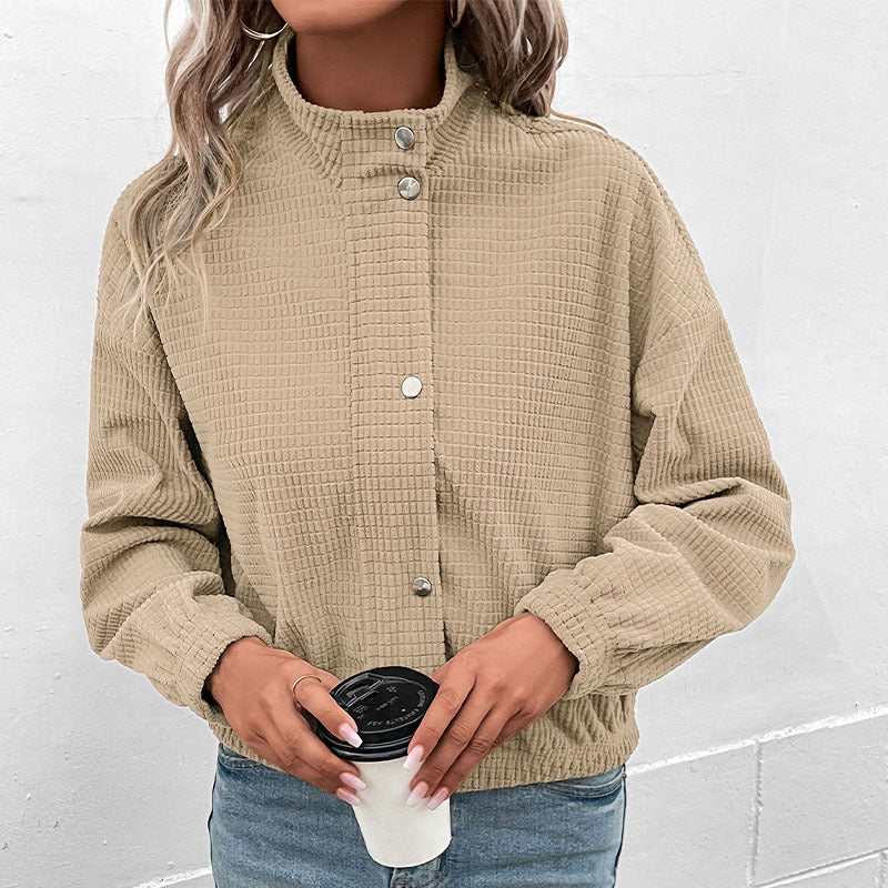 Women Casual Jacket with High Collar Mune Fashion