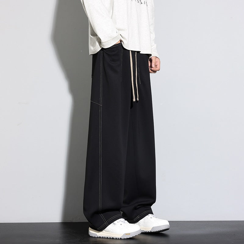 Women's Wide Palazzo Trousers with High Elastic Waistband & Drawstring Mune Fashion