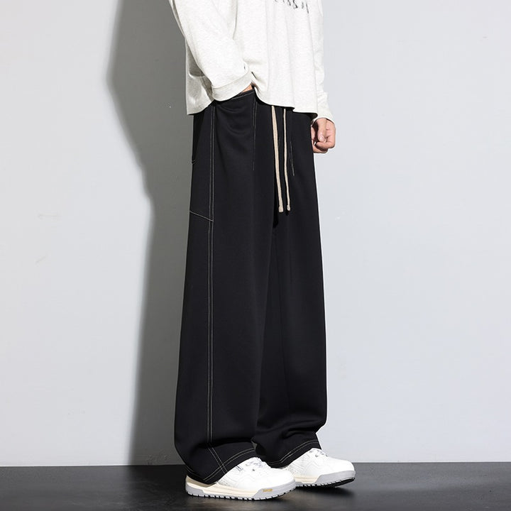 Women's Wide Palazzo Trousers with High Elastic Waistband & Drawstring Mune Fashion