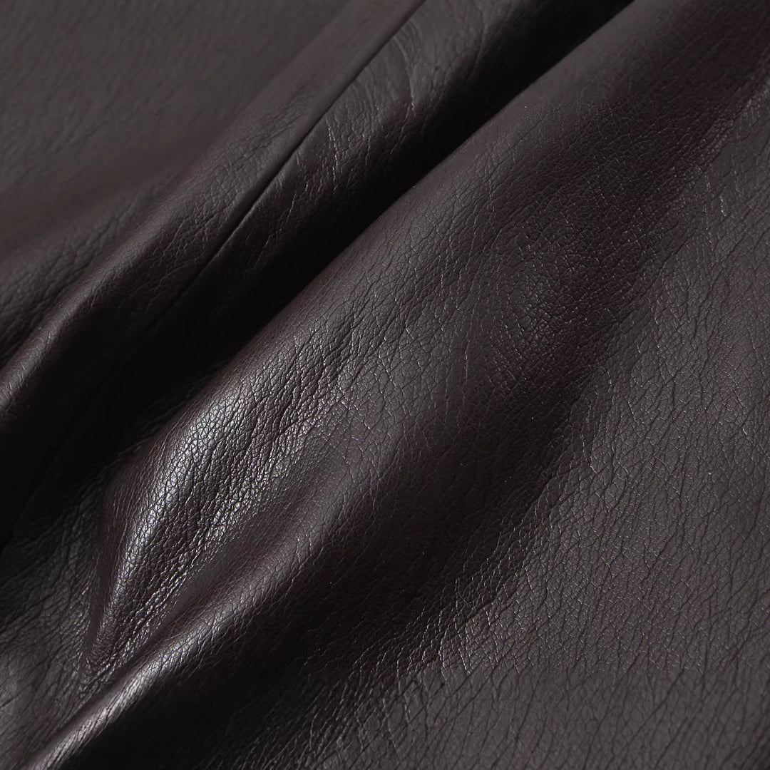 Women's Long Cut Faux Leather Midi Skirt with Straight Cut and Slim Silhouette Mune Fashion