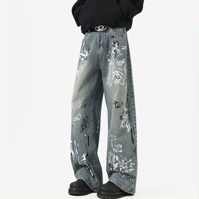Women's Fashionable Graffiti Jeans Mune Fashion