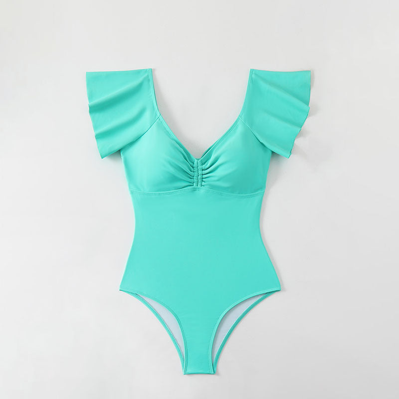 Women Elegant One-Piece Swimsuit with Decorative Ruffles Mune Fashion