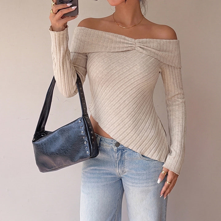 Women's Off-Shoulder Long Sleeve Top Mune Fashion