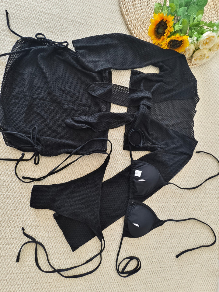 Women's bikini set with transparent wrap top and high-waisted shorts Mune Fashion