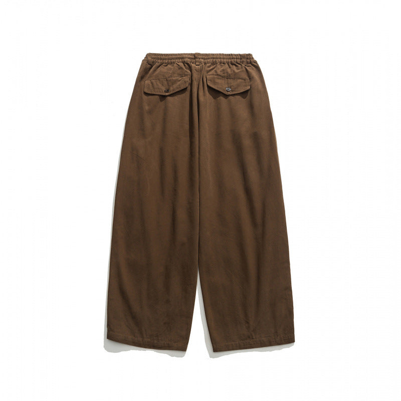 Unisex Wide Pleated Culotte Pants with Elastic Waistband, Deep Side Pockets and Casual 3/4 Length Mune Fashion