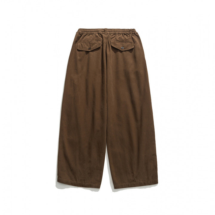 Unisex Wide Pleated Culotte Pants with Elastic Waistband, Deep Side Pockets and Casual 3/4 Length Mune Fashion