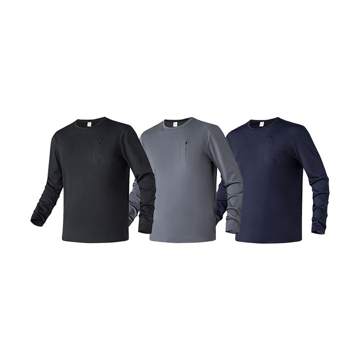 Herren Langarm-Performance-Shirt mit Brust-Reißverschlusstasche Mune Fashion