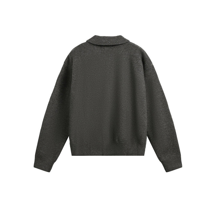 Men's knit zip jacket with shirt collar, hand pockets and ribbed hem Mune Fashion