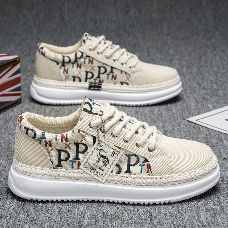 Women’s Platform Espadrille Sneaker with Woven Jute Detail and Monogram Canvas Mune Fashion