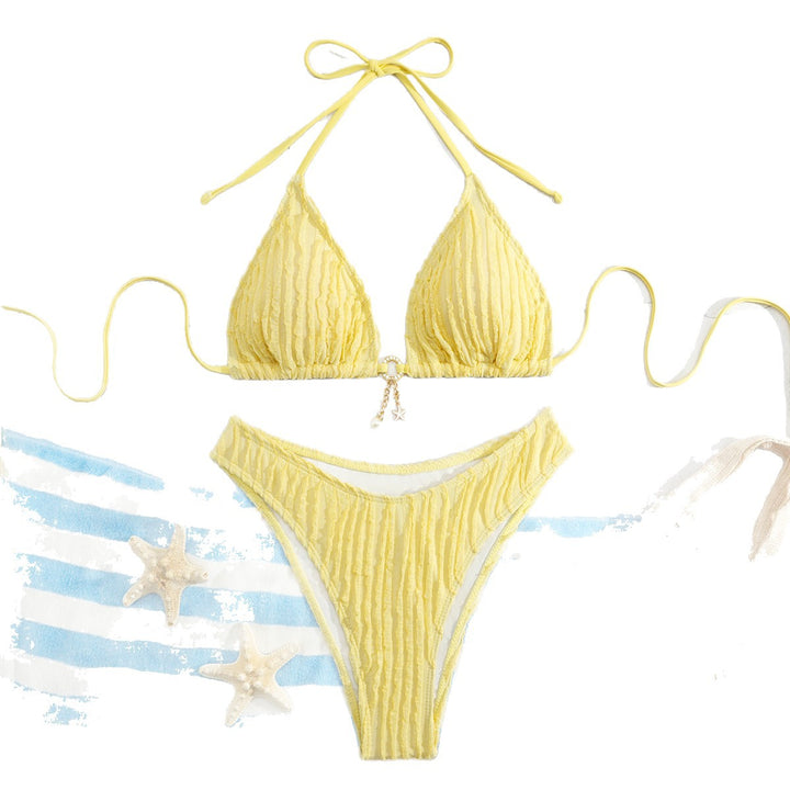 Women Triangle Bikini with Ribbed Design Mune Fashion