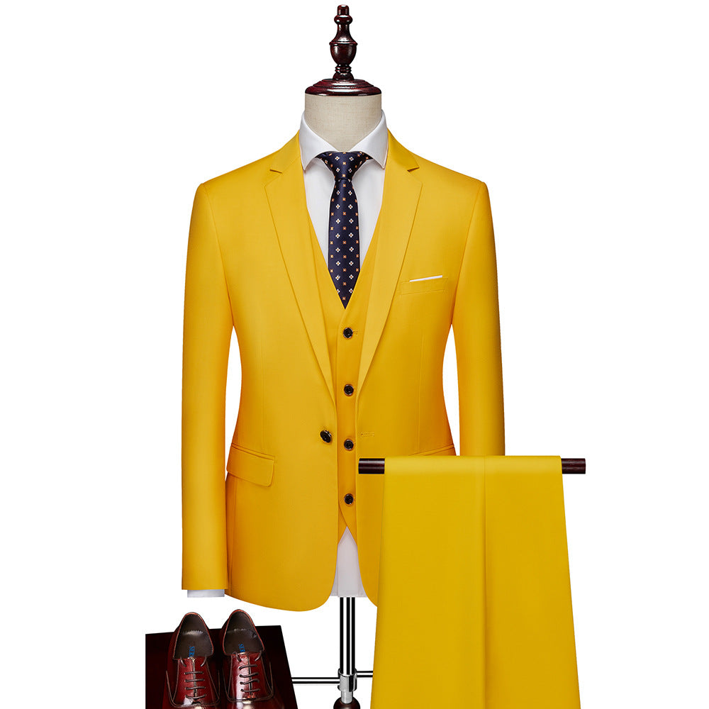 Men's Three-Piece Slim-Fit Business Suit with Vest and Slim Silhouette Mune Fashion