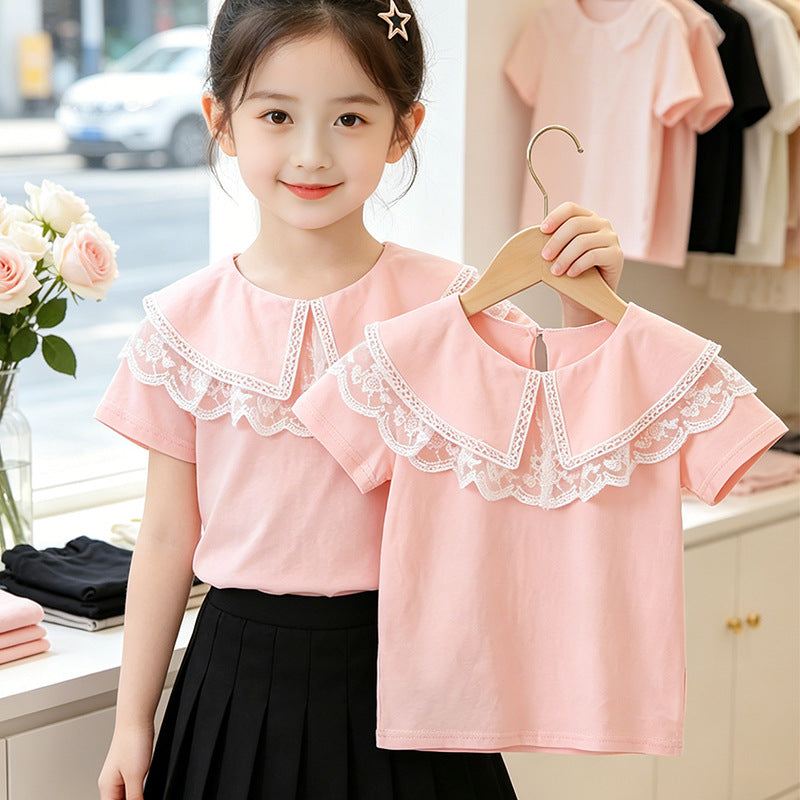 Women elegant blouse with lace collar Mune Fashion