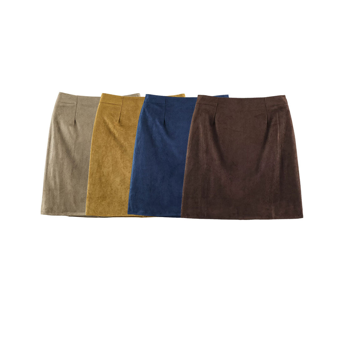 Women's pencil skirt made of suede look with high waist Mune Fashion