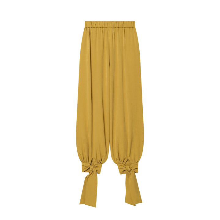 Women’s harem pants with high waistband, pleated folds and knotted cuffs Mune Fashion