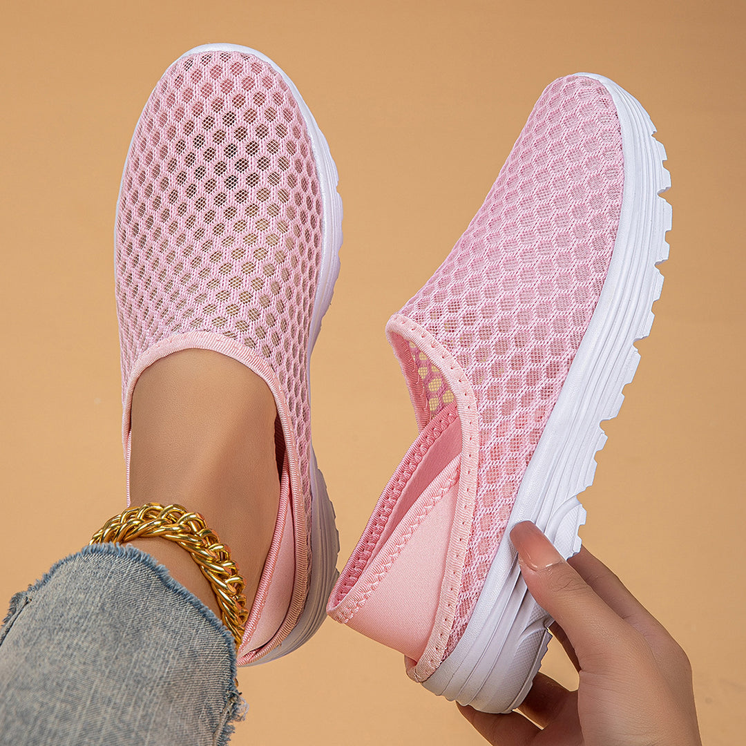 Women's airy slip-on sneakers with honeycomb knit upper and cushioned comfort sole Mune Fashion