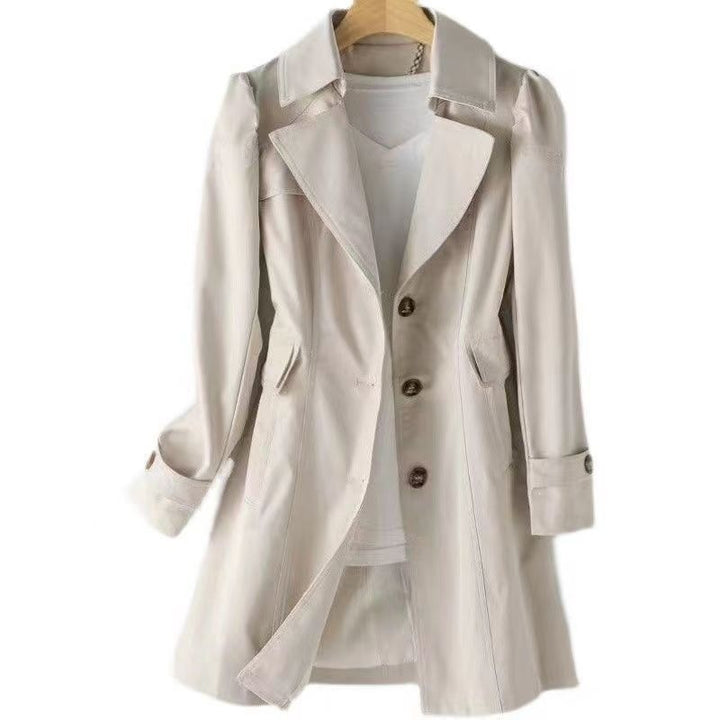 Ladies Elegant Trench Coat with High Collar