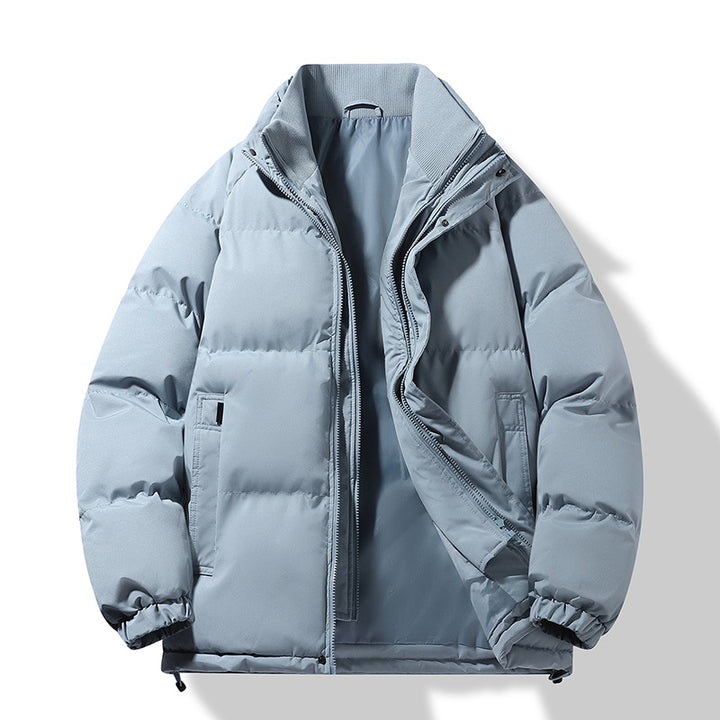 Men's Fashion Thermo-Padded Short Jacket in Boxy Cut with Ribbed Collar Mune Fashion