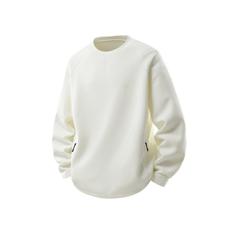 Men's waffle structure thermal sweatshirt with raglan sleeves and zippered pockets Drune