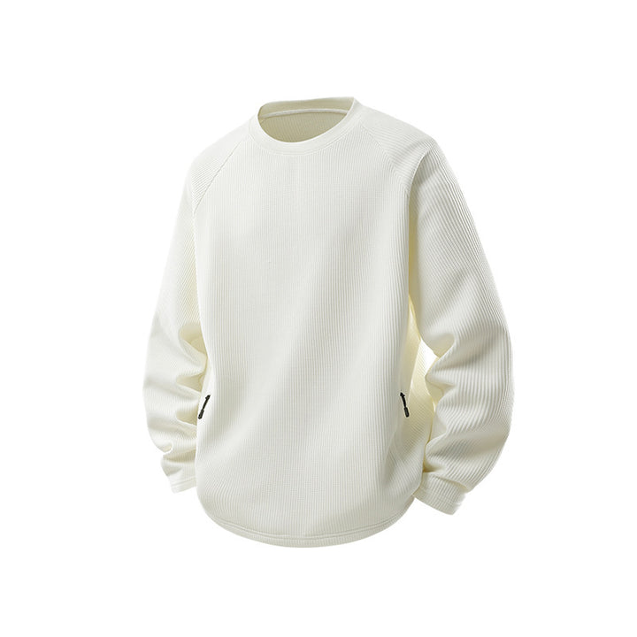 Men's waffle structure thermal sweatshirt with raglan sleeves and zippered pockets Drune