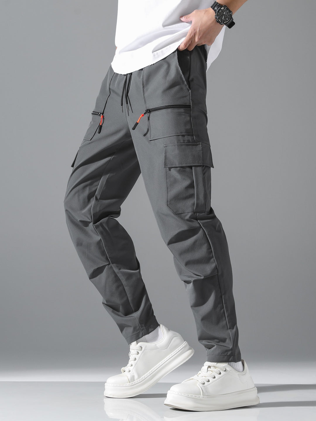 Men's Comfortable Cargo Pants with Elastic Waistband Mune Fashion