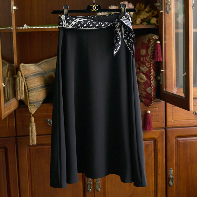 Women's Elegant Midi Skirt with Adjustable Belt Mune Fashion