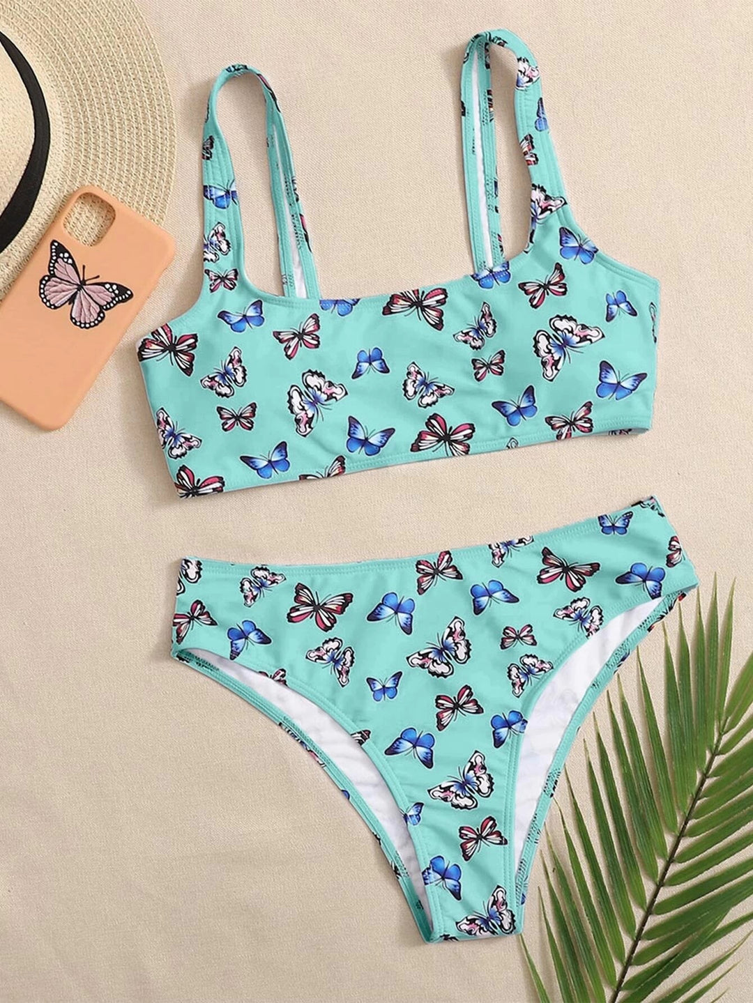 Women's bikini set with colorful butterfly pattern Mune Fashion
