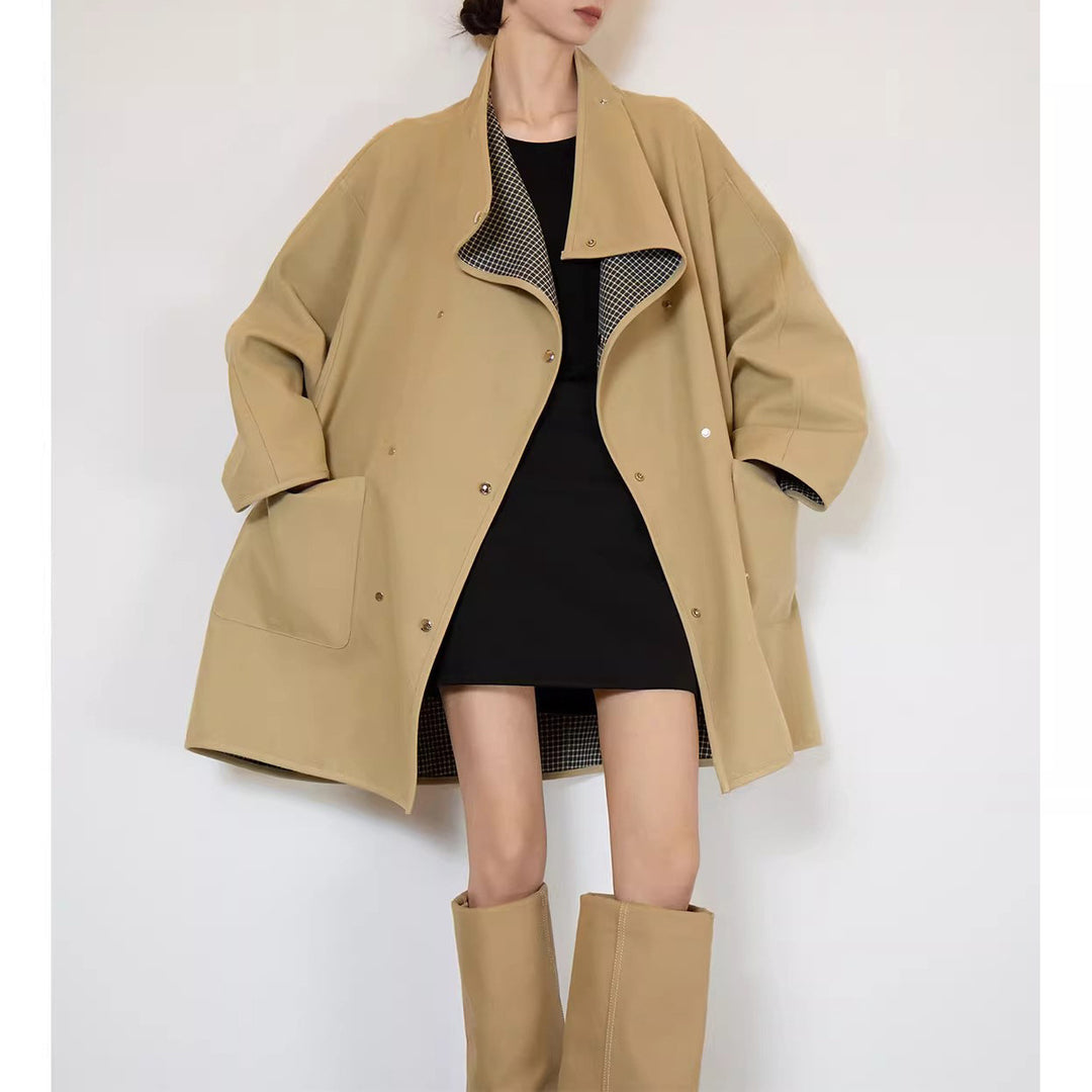 Women's Oversized Transitional Jacket with Contrasting Collar Mune Fashion