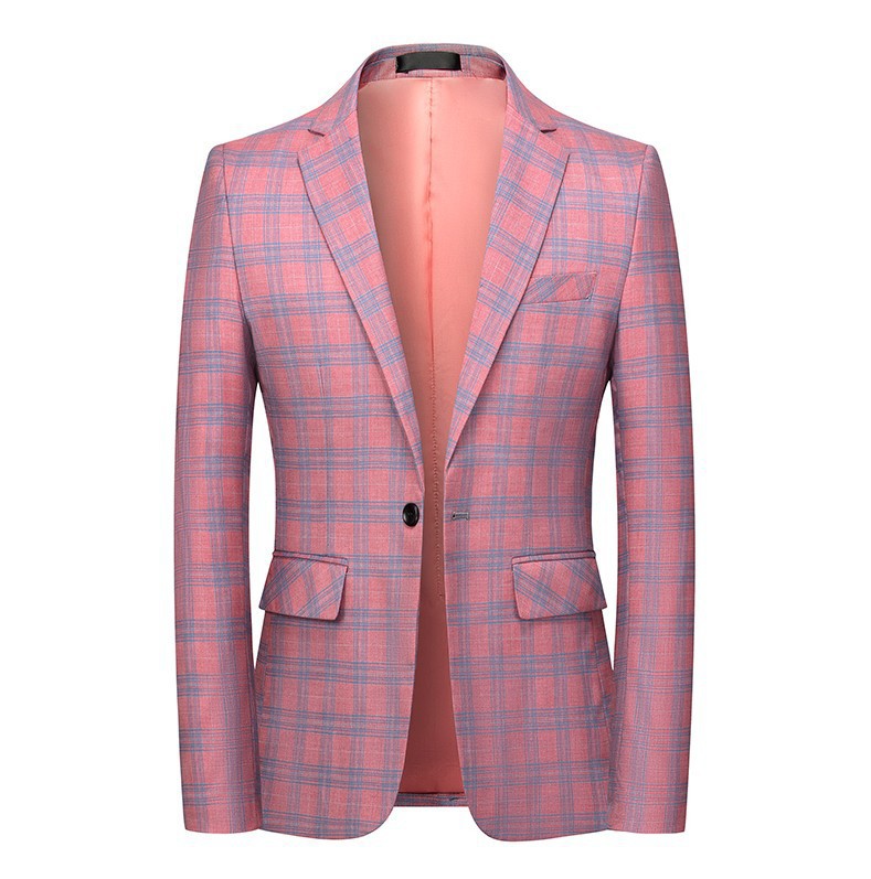 Men's tailored checked business jacket made of lightweight wool blend with falling lapels Mune Fashion